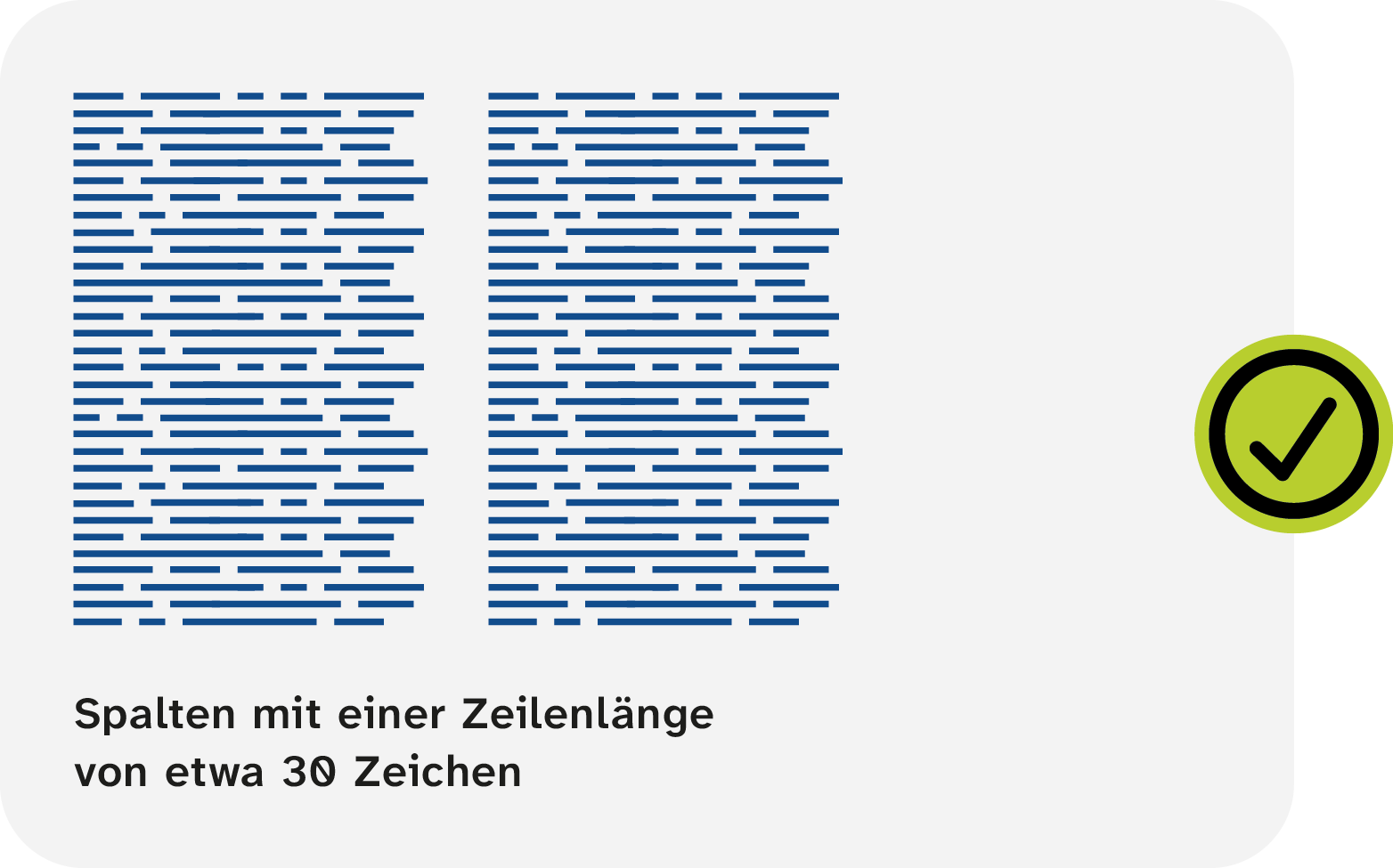 Gut leserliche Zeilenlänge als positives Beispiel bei der Textsetzung.
