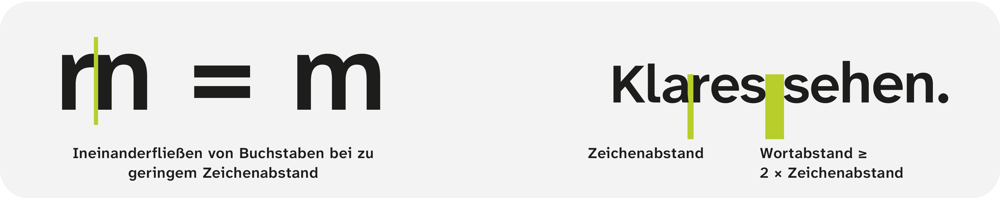 Erklärung von Zeichenabständen und deren Einfluss auf die Lesbarkeit.