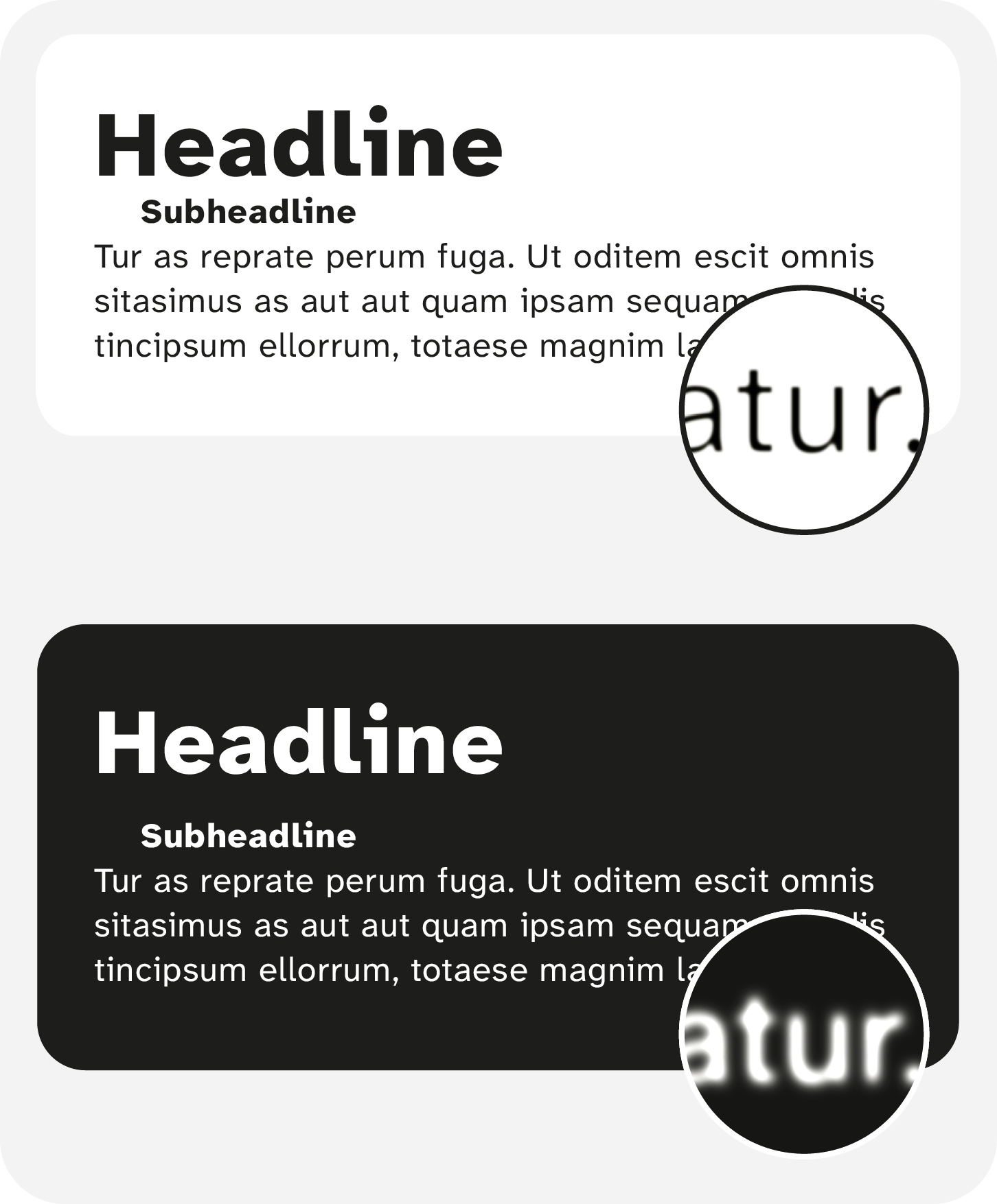 Vergleich von Light- und Dark-Mode und deren getrennte Gestaltung und Überprüfung.