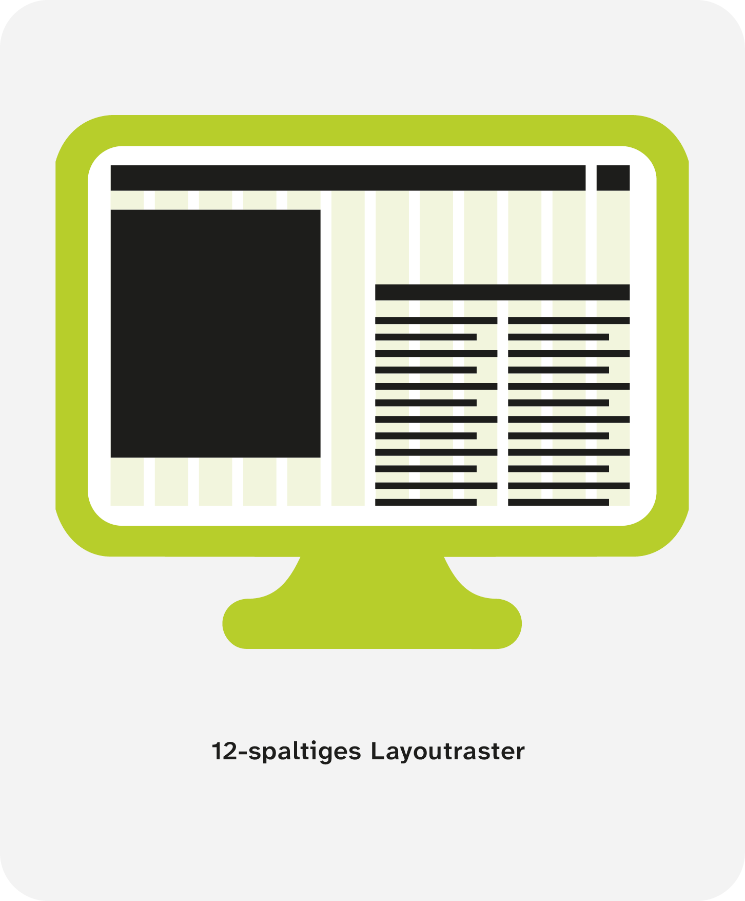 Zwölfspaltiges Layout-Raster für Webgestaltung.